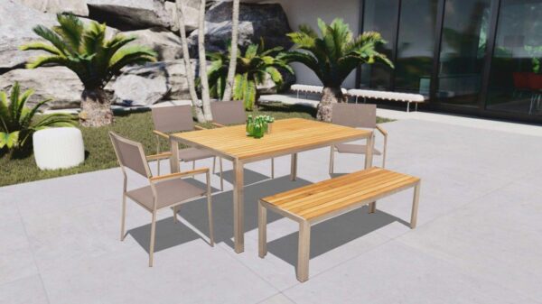 Acacia Dining set renderwith bench 1