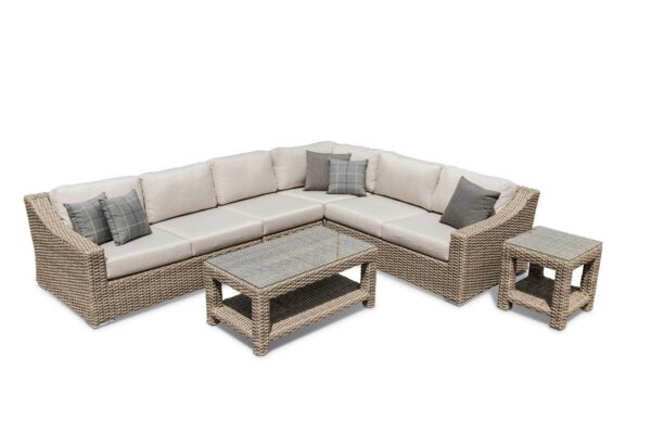 Tulip Sectional topwith pillows end table coffee table